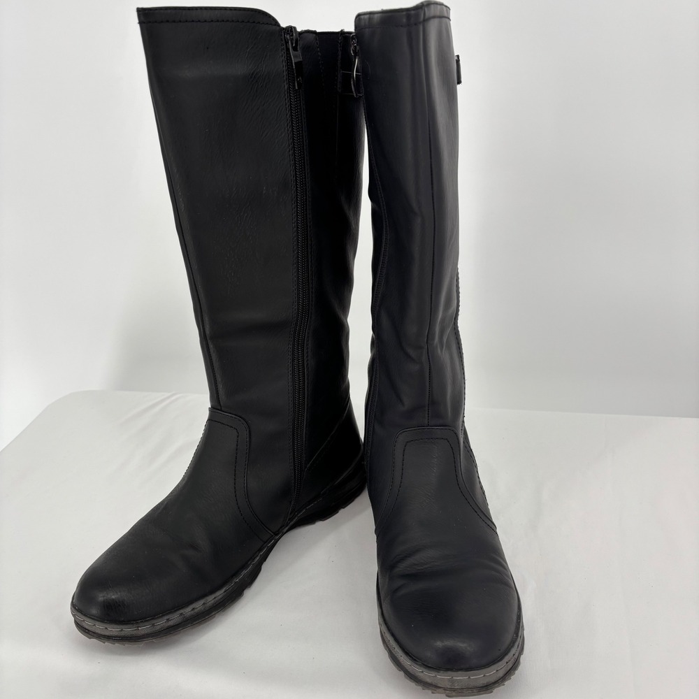Patrizia Harika Black Vegan Leather Tall Riding Boots Faux Fur Lined Size 9